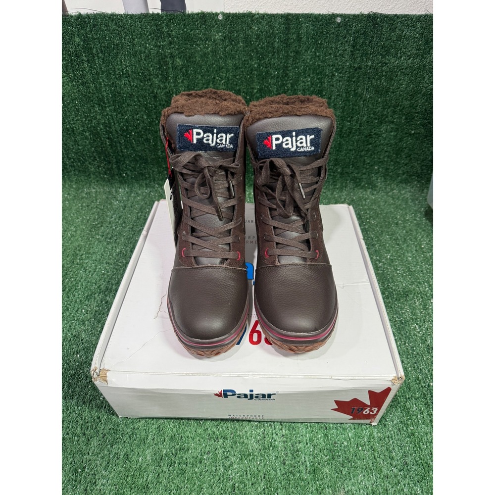 Pajar Canada Trooper Waterproof Winter Boots Men Size 43 Brown Fur Lined Lace Up